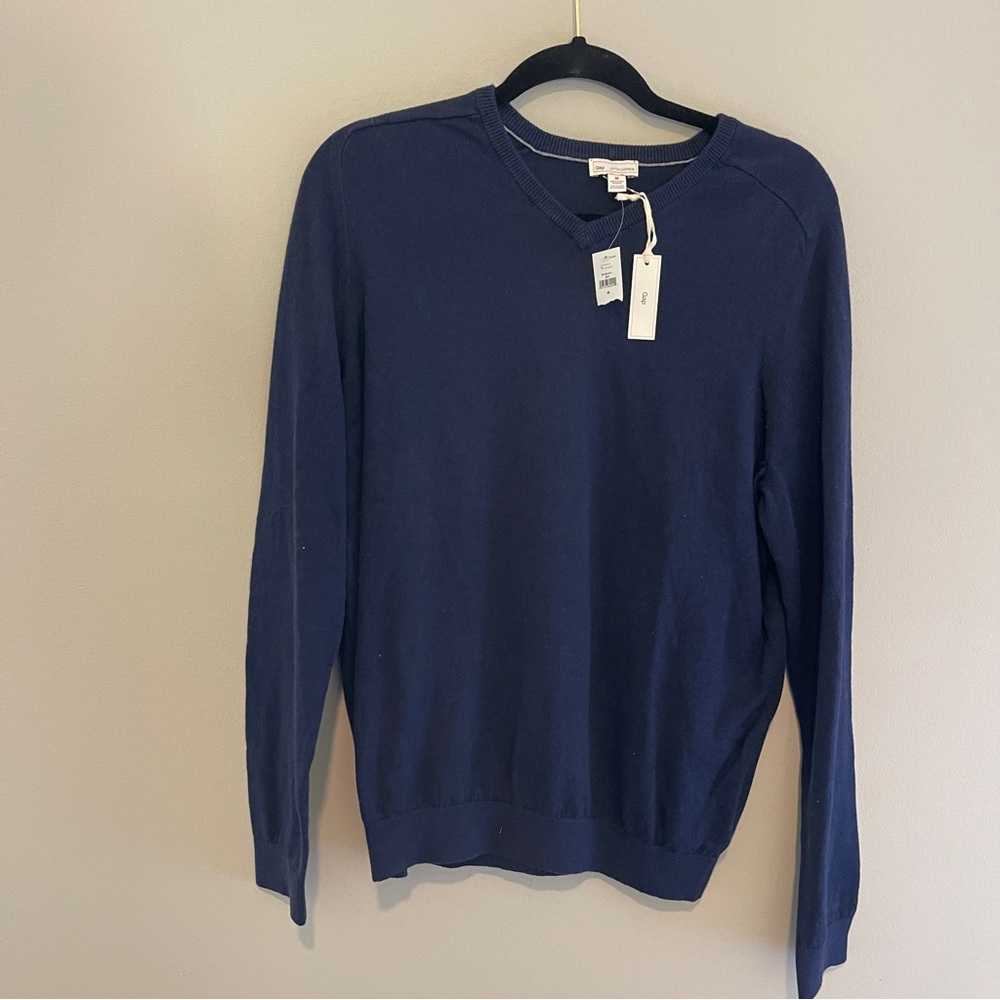 Gap Navy Blue Cotton Cashmere V-Neck Sweater NWT Size Medium